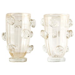 20th Century Italian Pair of Murano Glass Dot Vases