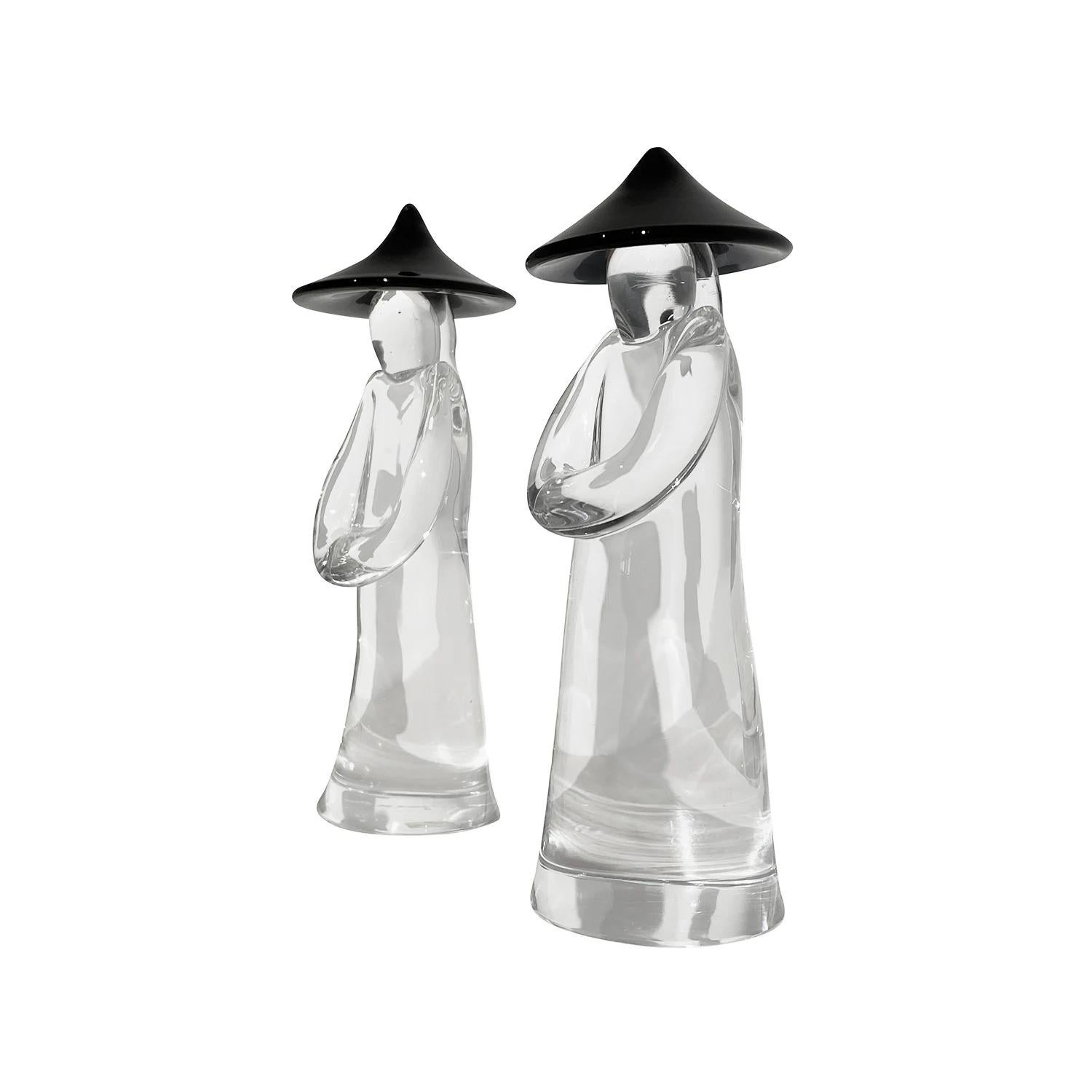 Mid-Century Modern 20th Century Italian Pair of Murano Glass Japanese Farmers by Pino Signoretto For Sale