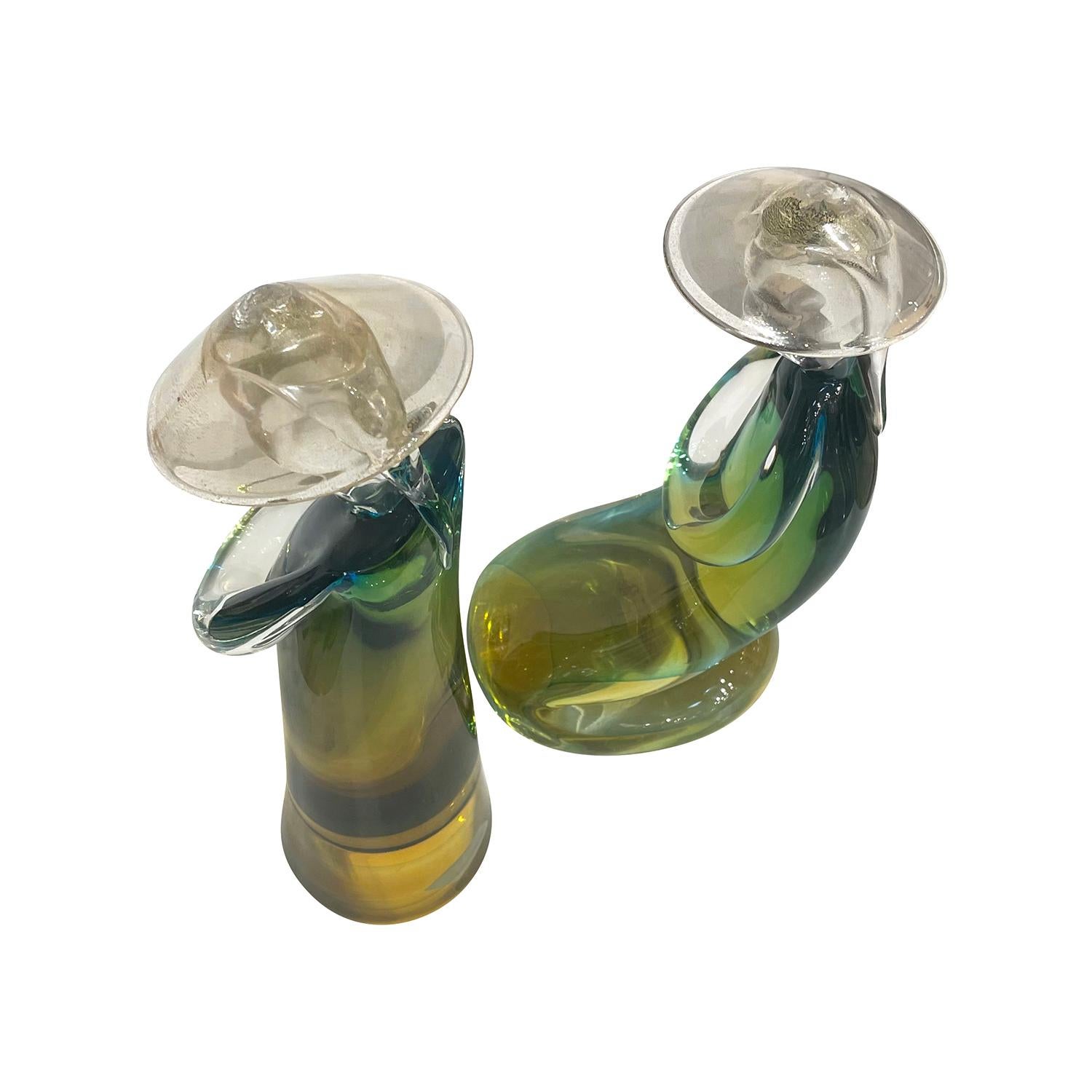 Pareja italiana del siglo XX de granjeros japoneses de cristal de Murano de Seguso Vetri d'Arte Hecho a mano en venta
