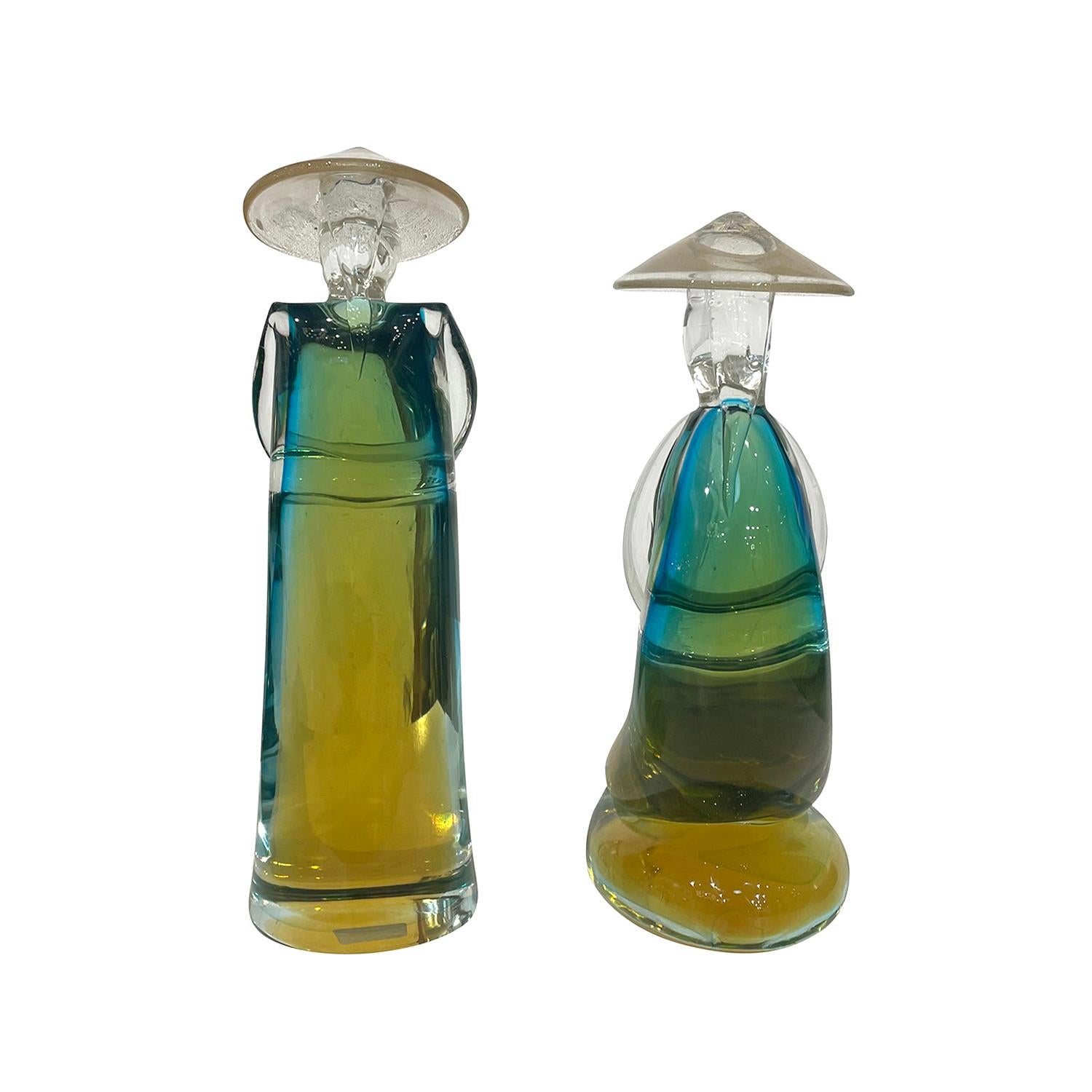 20th Century Italian Pair of Murano Glass Japanese Farmers by Seguso Vetri D’Art For Sale 2