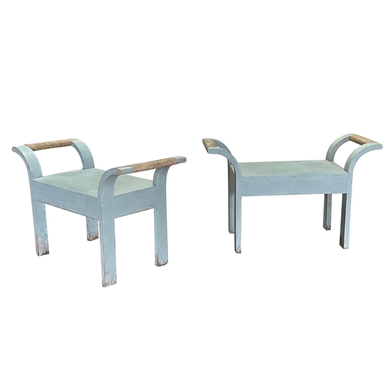 Mid-Century Modern 20th Century Italian Pair of Painted Pine Stools - Vintage Benches by Di Sgabell