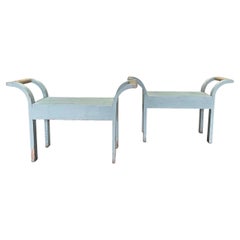20th Century Italian Pair of Painted Pine Stools - Vintage Benches by Di Sgabell