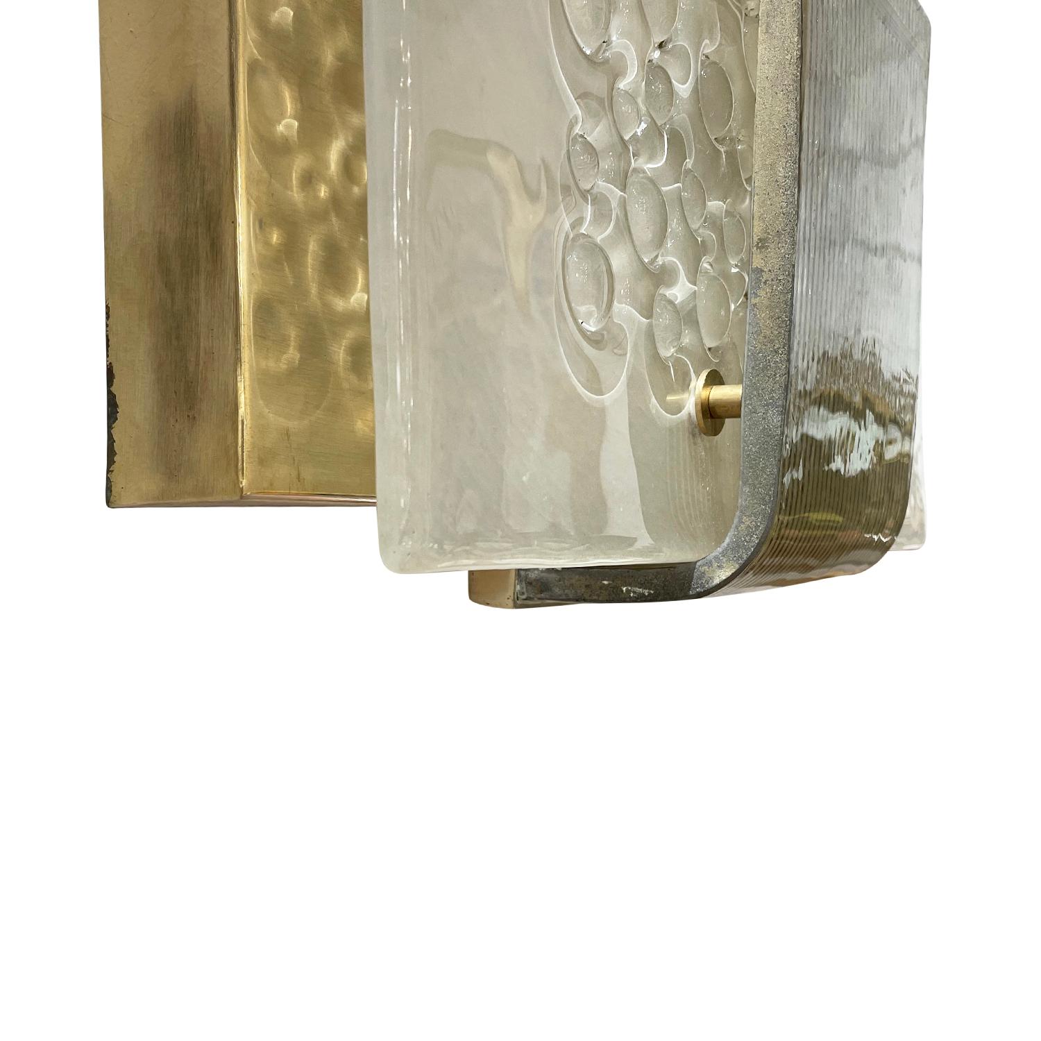 20th Century Italian Pair of Rectangular Murano Glass Waterfall Wall Lights In Good Condition For Sale In West Palm Beach, FL