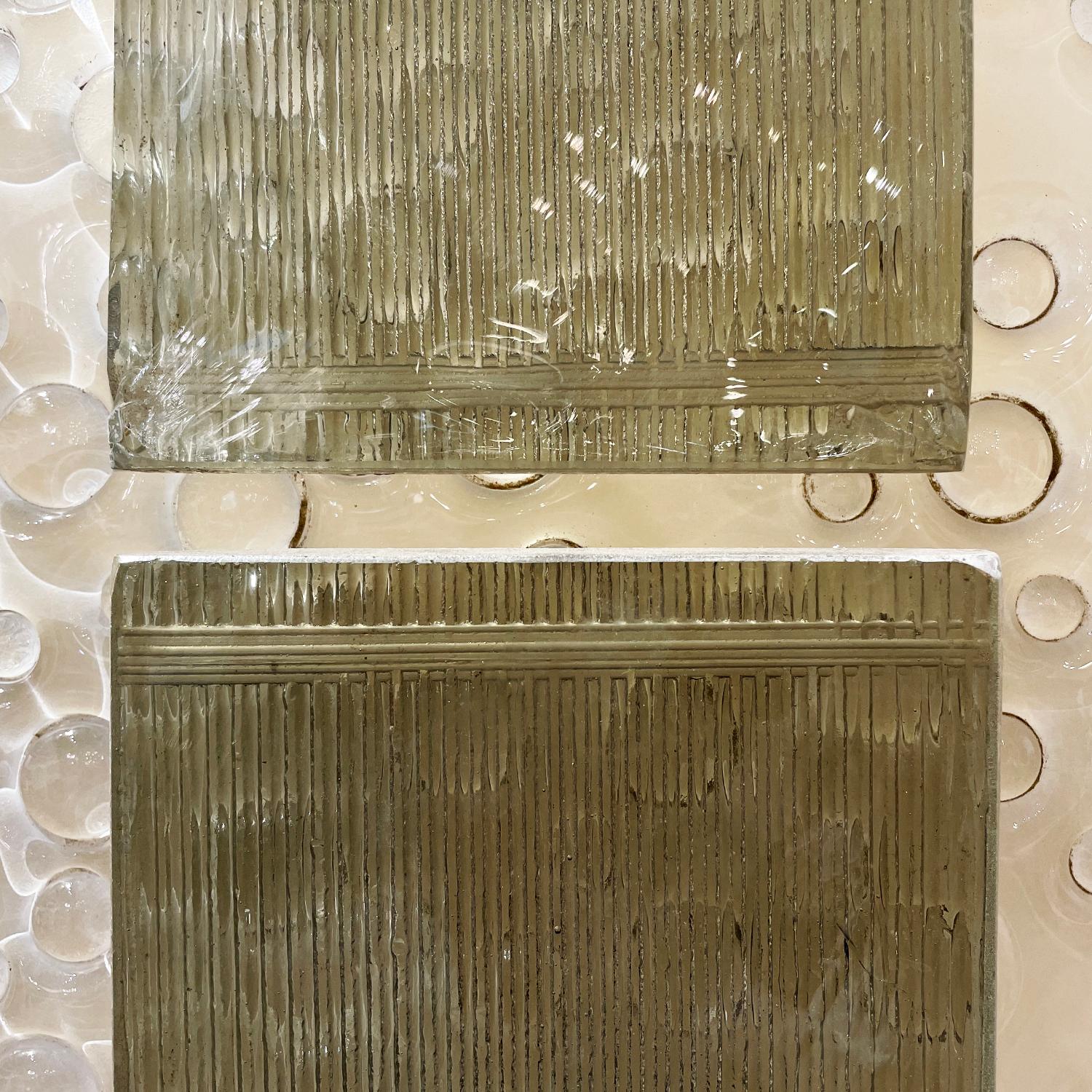 Metal 20th Century Italian Pair of Rectangular Murano Glass Waterfall Wall Lights For Sale