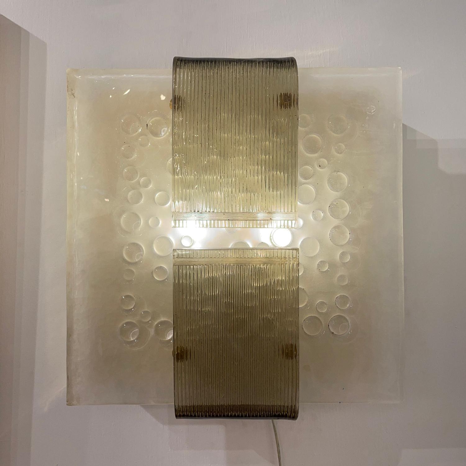 20th Century Italian Pair of Rectangular Murano Glass Waterfall Wall Lights For Sale 1