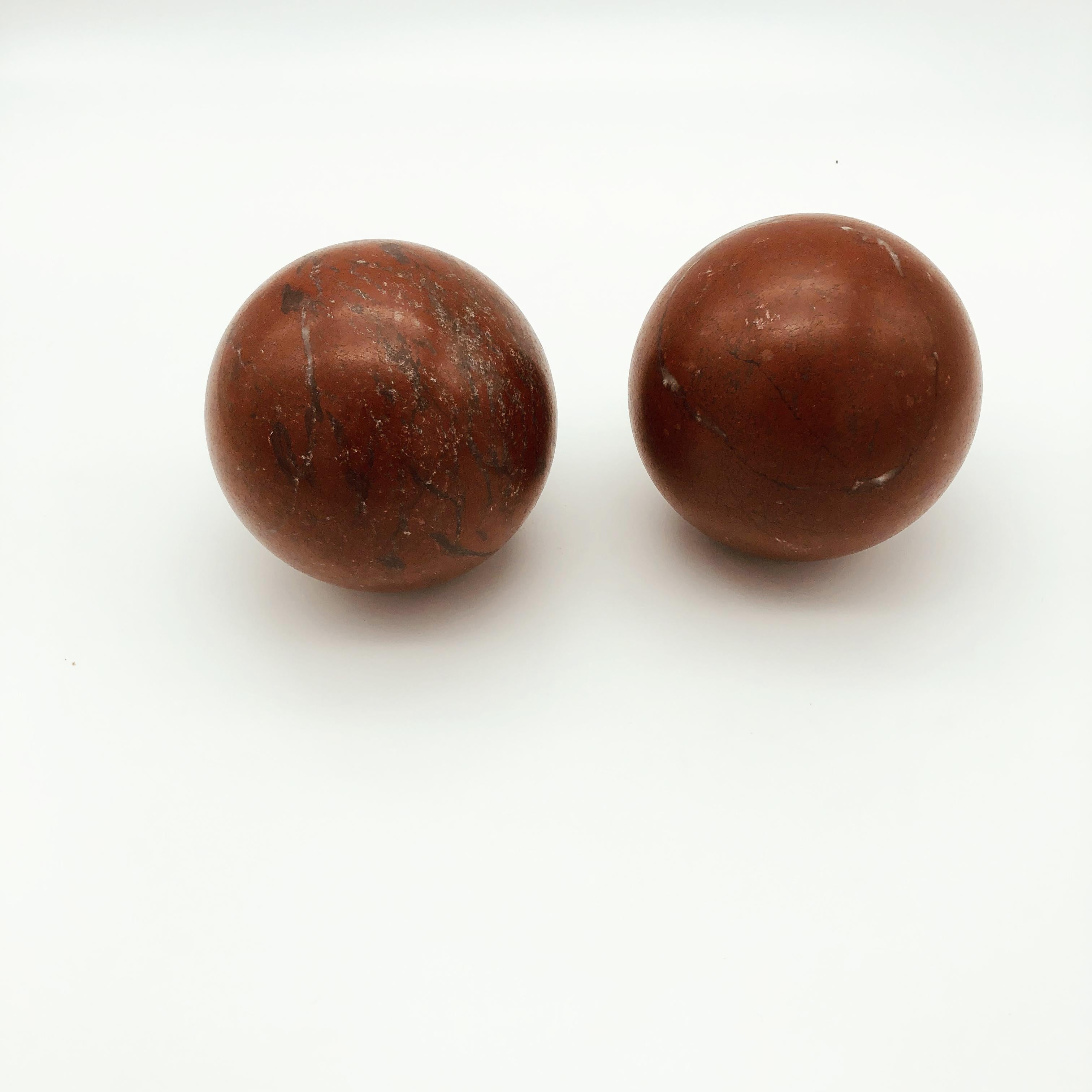 20th Century Italian Pair of Red Griotte Marble Sculpture Grand Tour Balls 3