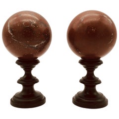 20th Century Italian Pair of Red Griotte Marble Sculpture Grand Tour Balls