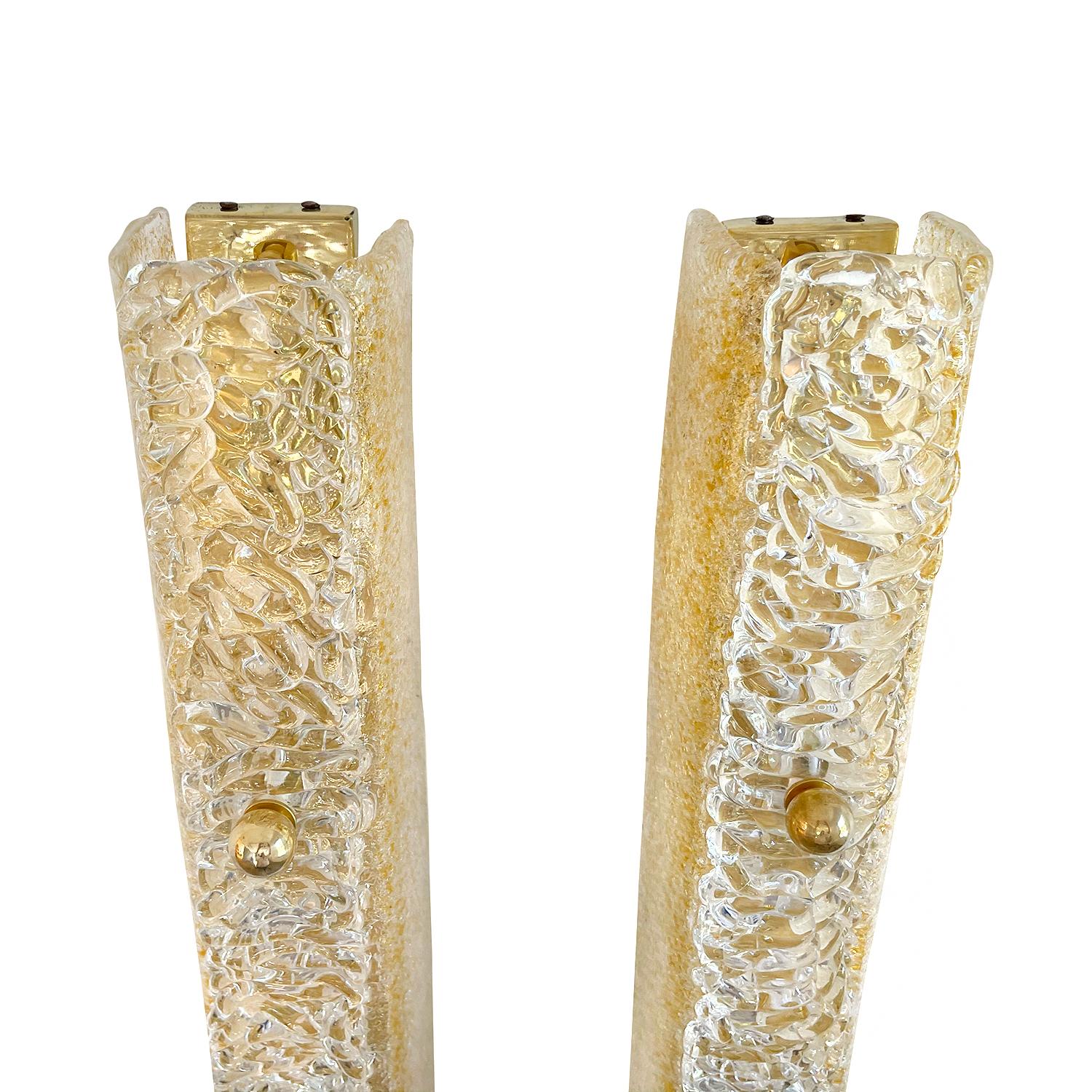 20. Jahrhundert Italienische Wandleuchten aus Murano Glass Oro Sommerso, mattiert im Zustand „Gut“ im Angebot in West Palm Beach, FL
