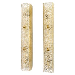 Coppia di sottili lampade da parete in vetro di Murano smerigliato Oro Sommerso del 20° secolo