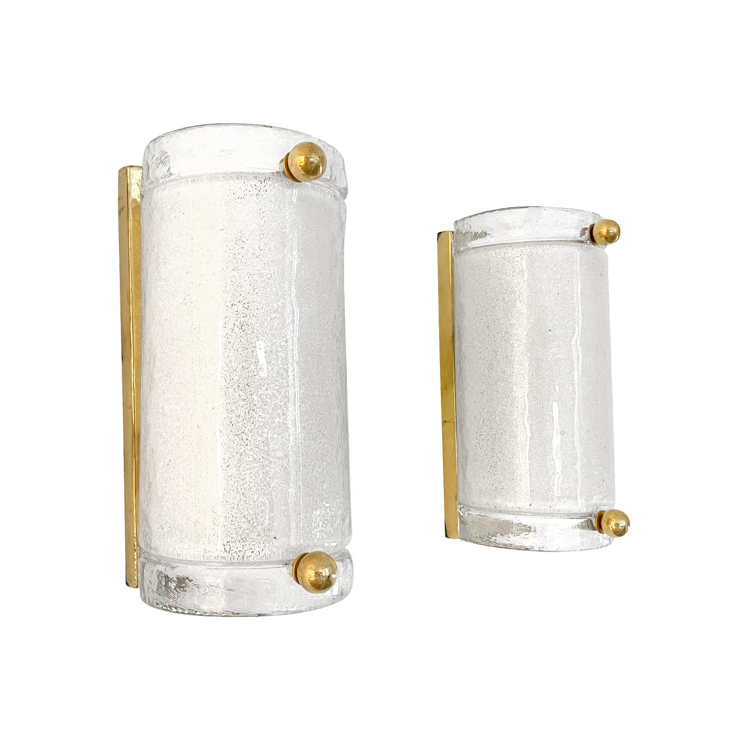 Mid-Century Modern 20th Century Italian Pair of Small Murano Glass Sommerso Wall Sconces