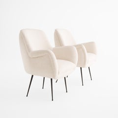 20th Century Italian Pair of Small Vintage Mid-Century Modern Iron Club Chairs