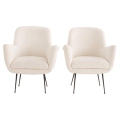 20th Century Italian Pair of Small Vintage Mid-Century Modern Iron Club Chairs