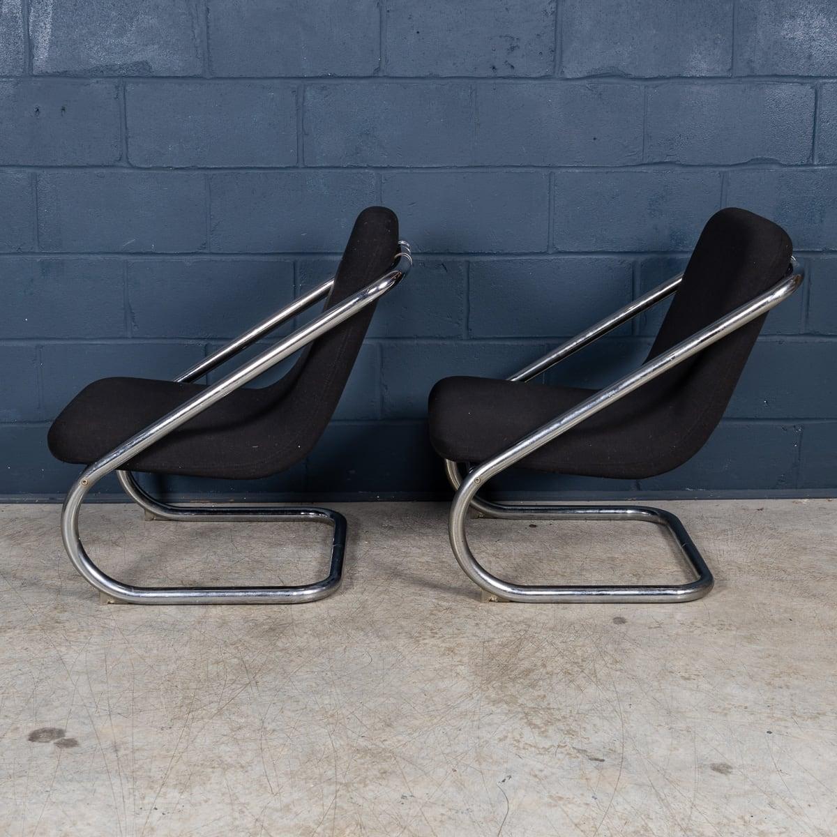 Paire de chaises longues italiennes du 20ème siècle avec cadre tubulaire, vers 1980 Bon état - En vente à Royal Tunbridge Wells, Kent