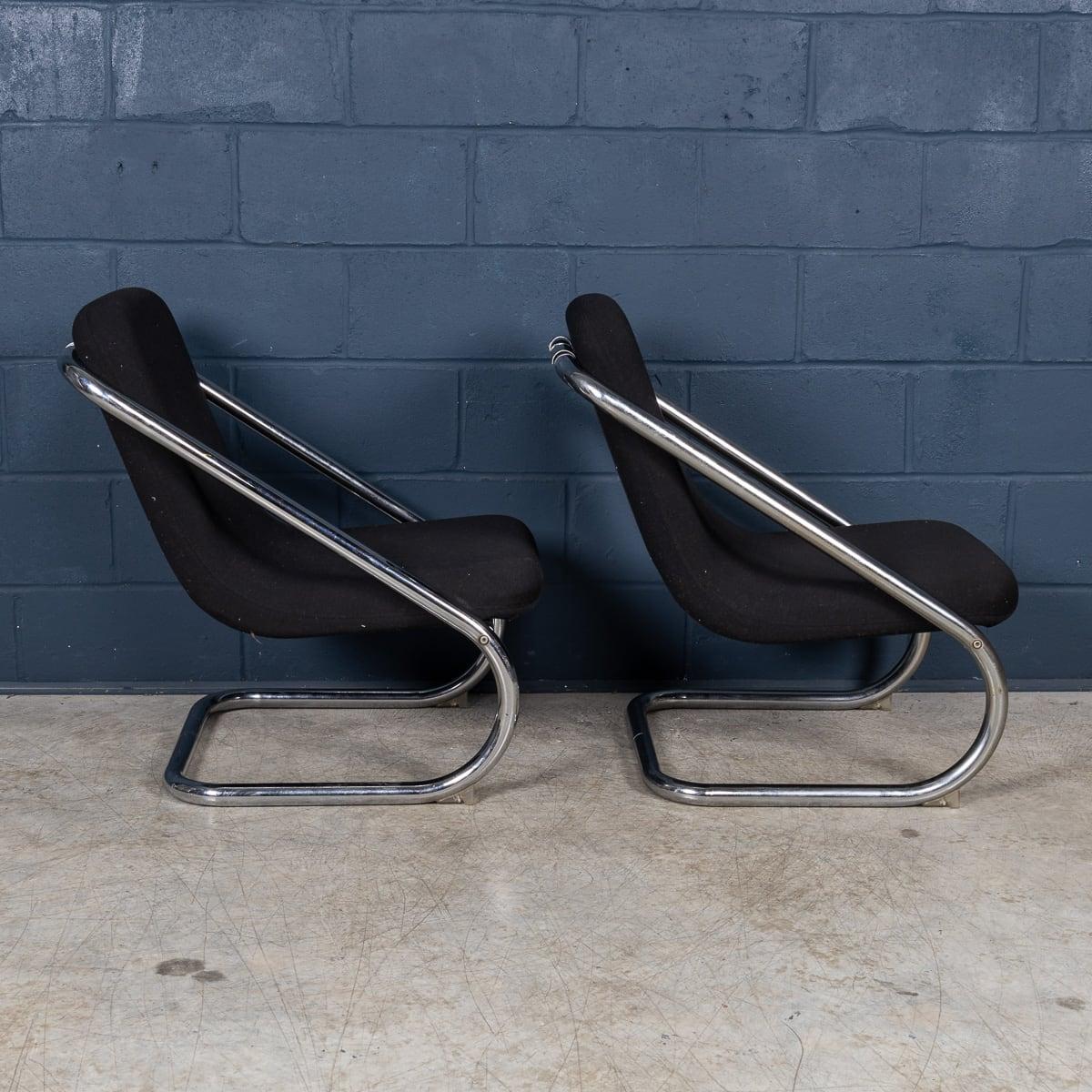Métal Paire de chaises longues italiennes du 20ème siècle avec cadre tubulaire, vers 1980 en vente