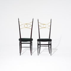 20th Century Italian Pair of Vintage Brass Eye-Shaped Side Chairs