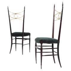 20th Century Italian Pair of Retro Brass Eye-Shaped Side Chairs by Paolo Buffa