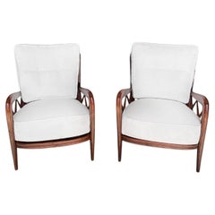 20. Jahrhundert Italienische Vintage Modern Nussbaum Lounge Stühle von Paolo Buffa