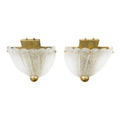 20th Century Italian Pair of Vintage Murano Glass Seashell Wall Lights