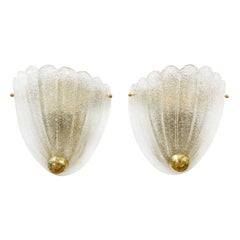 20th Century Italian Pair of Vintage Murano Glass Seashell Wall Lights