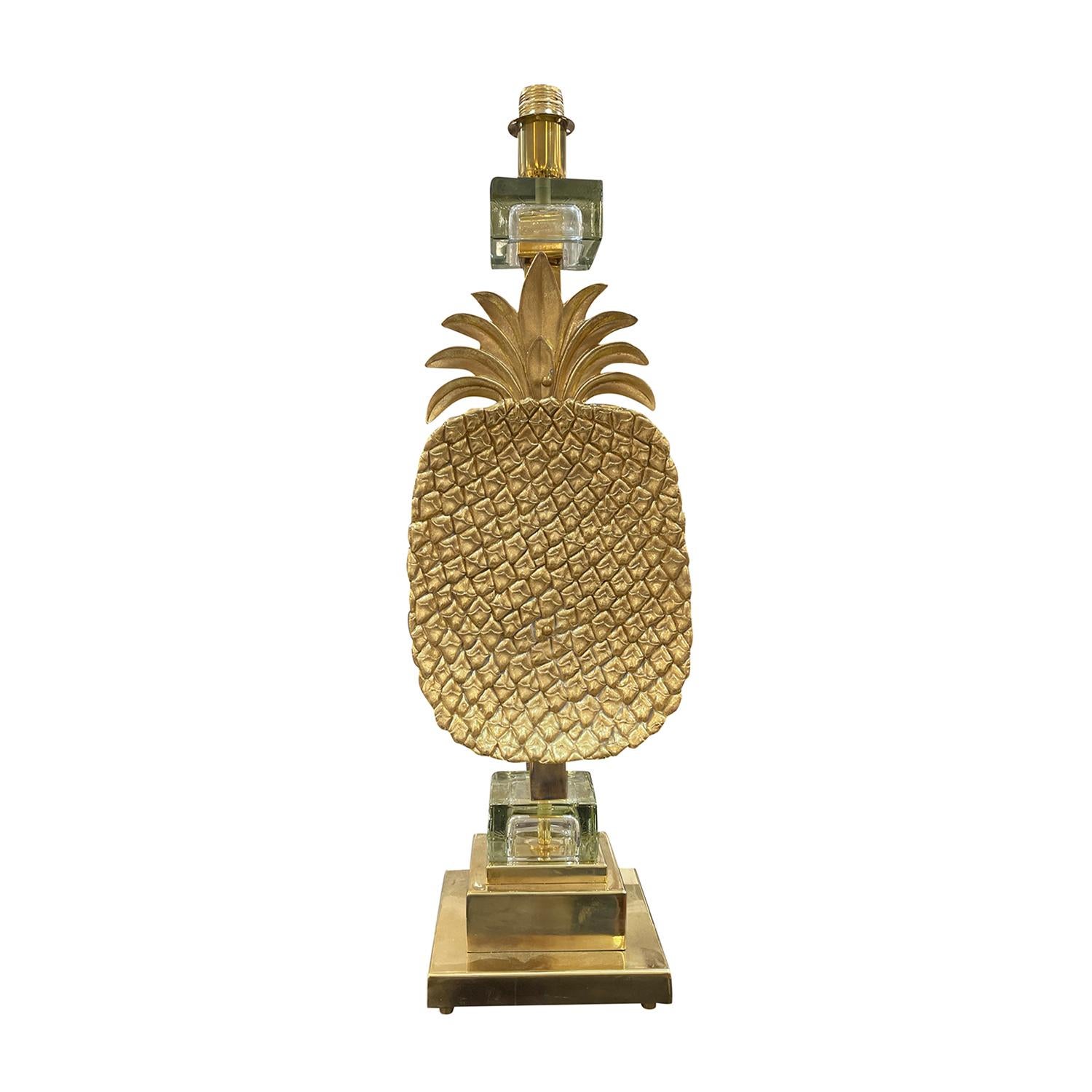 Mid-Century Modern 20th Century Italian Pair of Vintage Pineapple Murano Glass Table Lamps