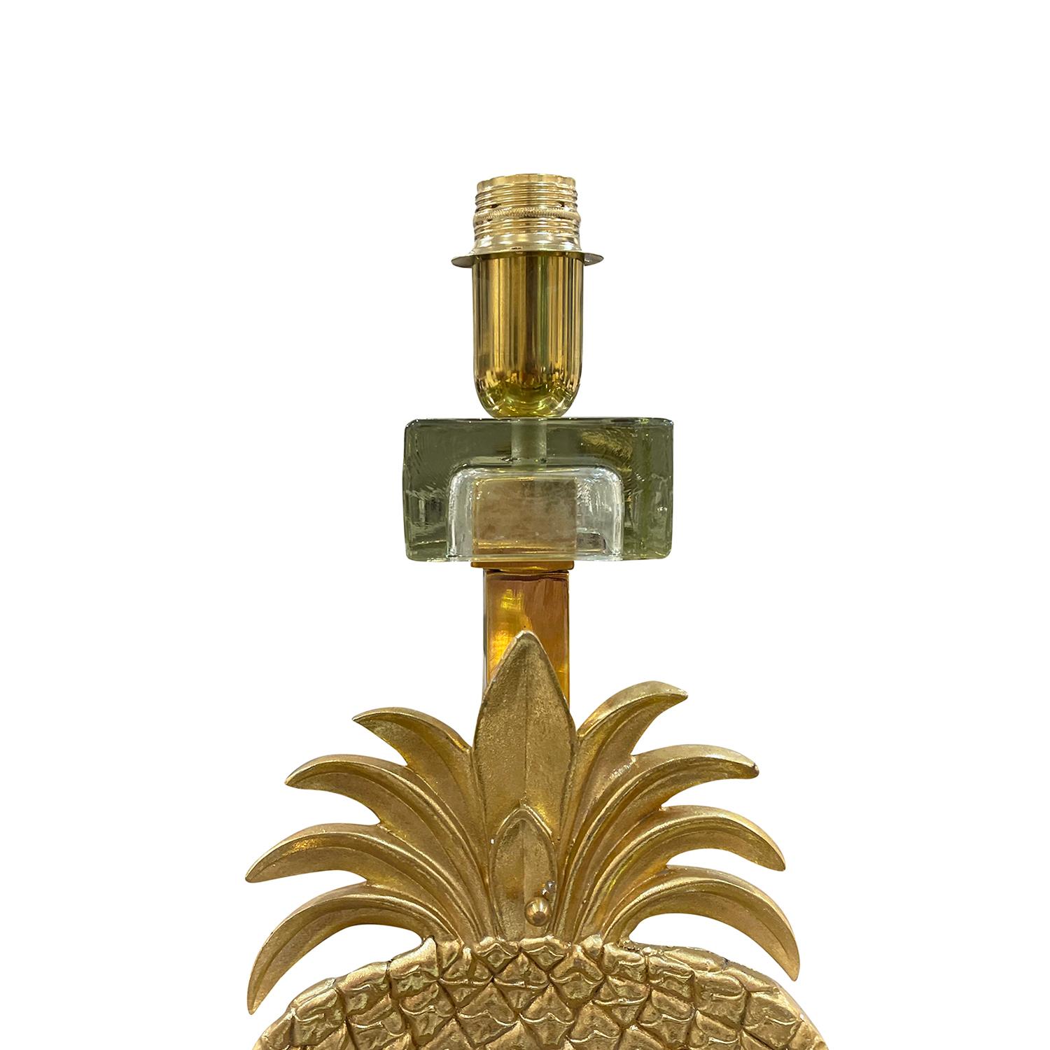 20th Century Italian Pair of Vintage Pineapple Murano Glass Table Lamps In Good Condition In West Palm Beach, FL