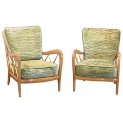 20th Century Italian Pair of Walnut Lounge Chairs by Paolo Buffa
