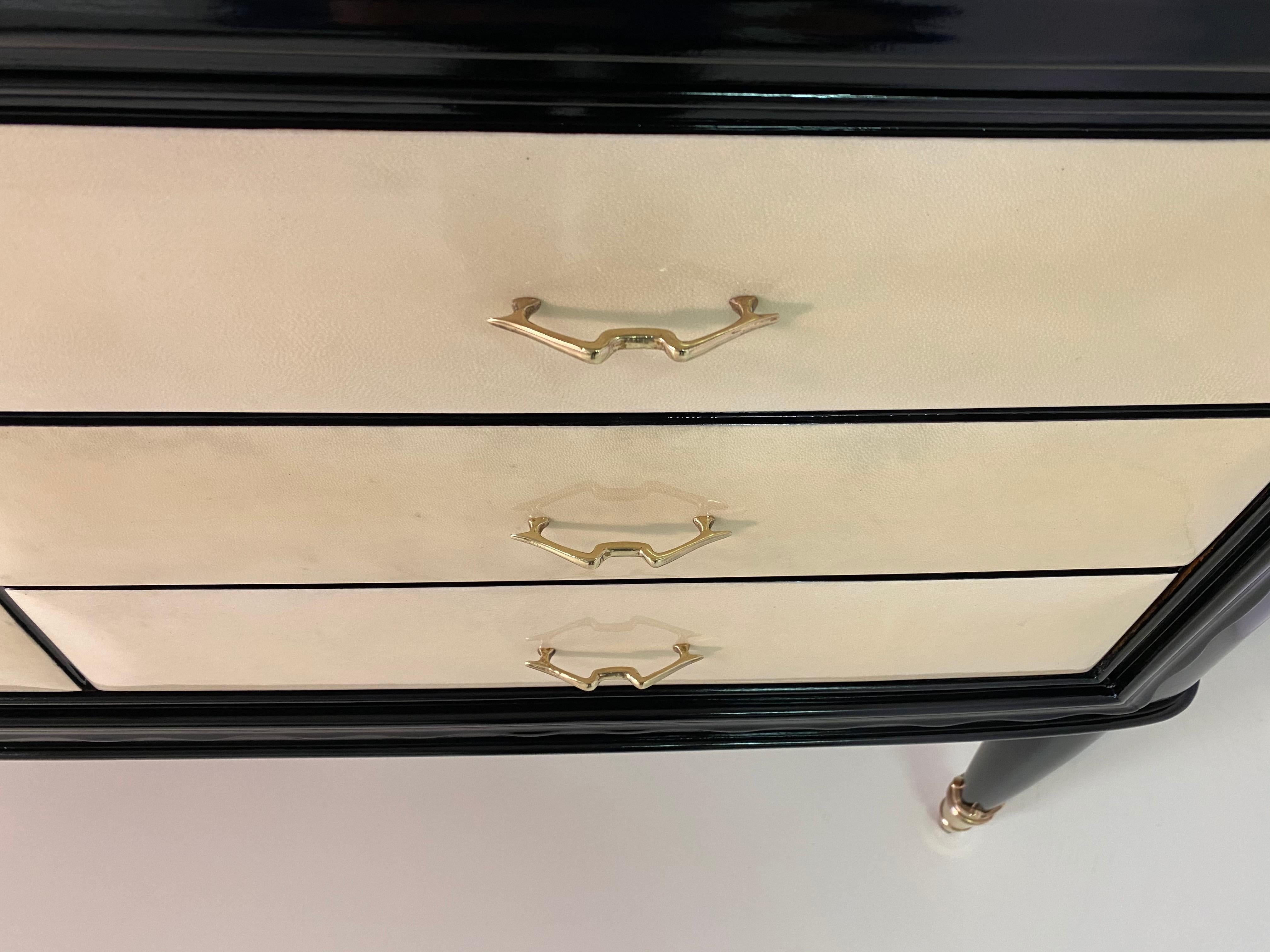 20th Century Italian Parchment and Brass Art Deco Dresser 1