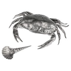 20th Century Italian Pewter Crab Caviar Dish, Figura Piero Per Atena, circa 1970