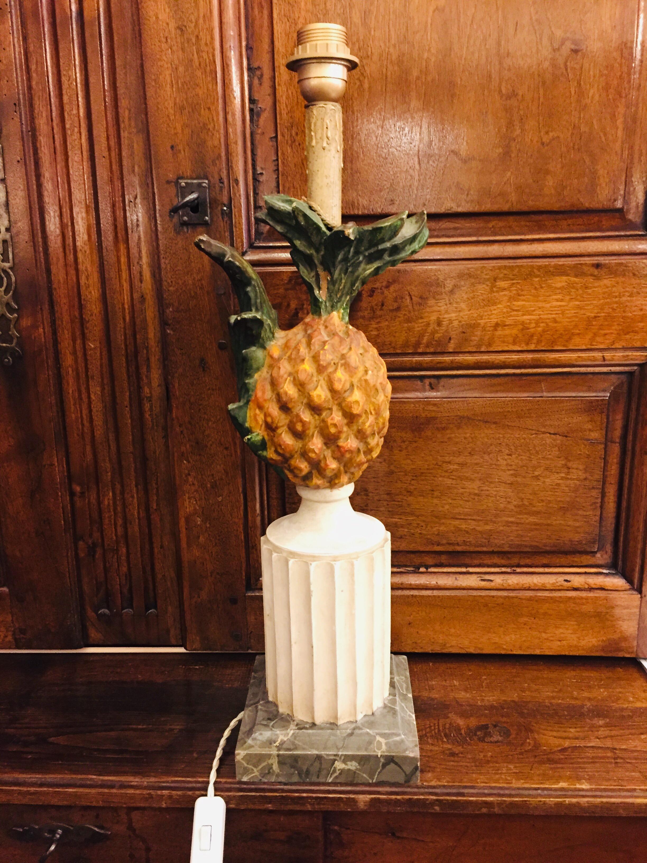 20th Century Italian Pineapple Lamp Base from Tuscany For Sale 1