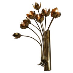 20th Century Italian Polished Brass Tulip Wall Sconce