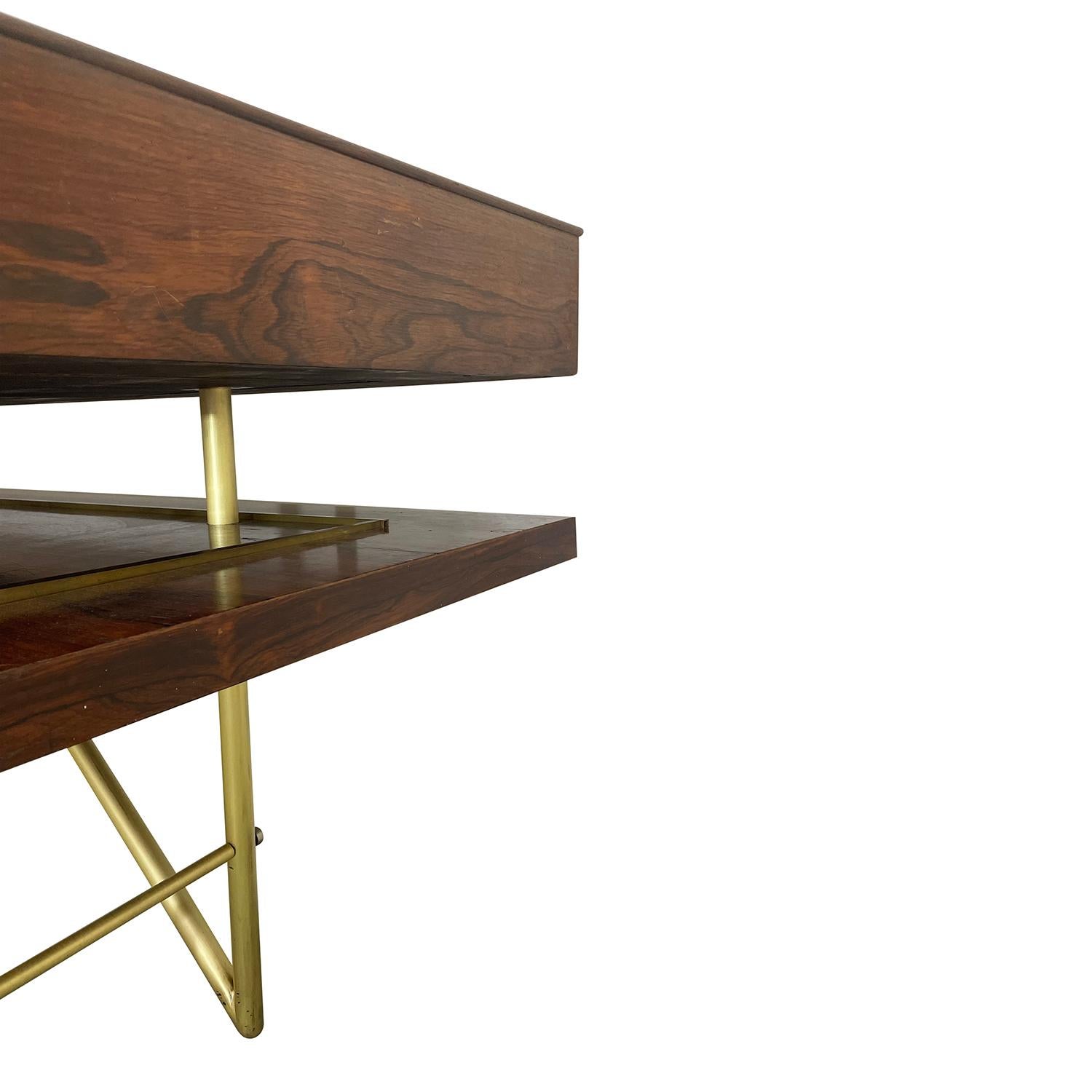 20th Century Italian Vintage Rosewood Sales Counter Table - Large Buffet Table For Sale 5