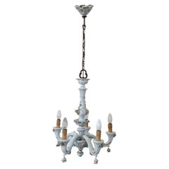 20th Century Italian Porcelain Chandelier Decorated with Flowers