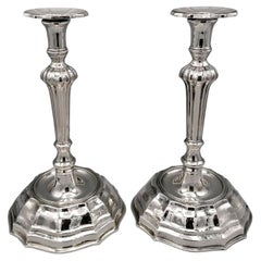 21st Century Italian Pr. Solid 800 Silver Candlesticks