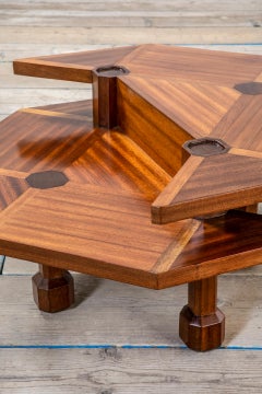 20th Century Italian Prod. Table basse en bois avec double plateau, années 60