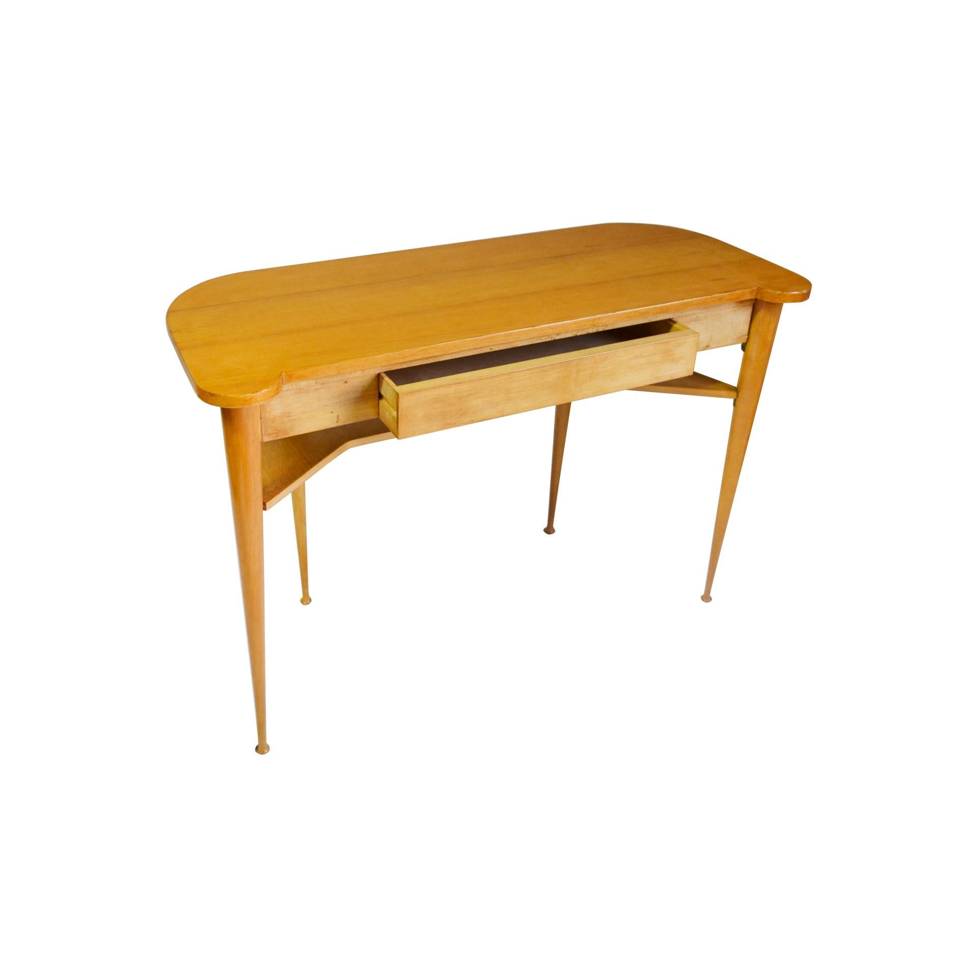 Mid-Century Modern 20th Century Italian Production Console Table in Wood with Drawer, 1950s