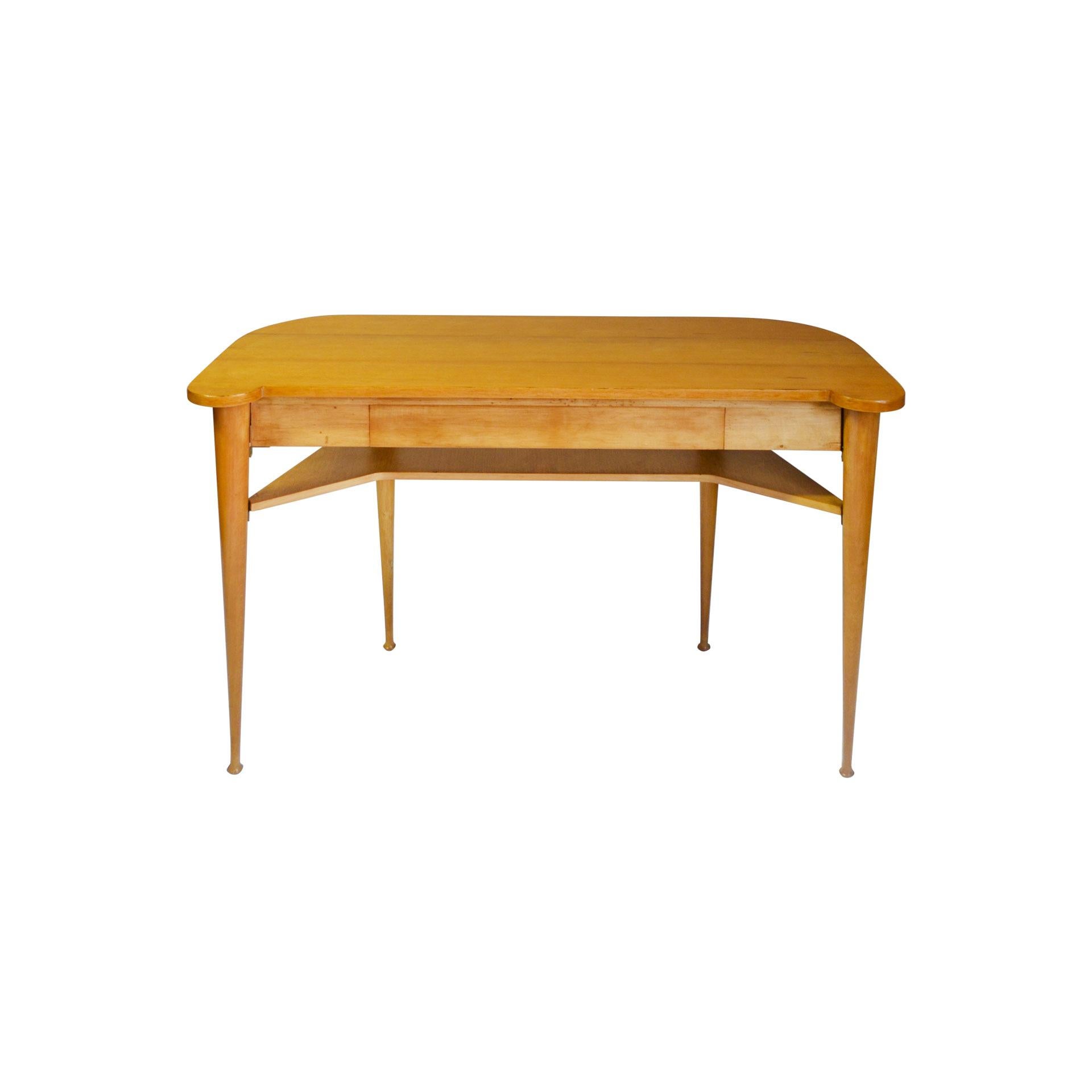 20th Century Italian Production Console Table in Wood with Drawer, 1950s In Fair Condition In Turin, Turin