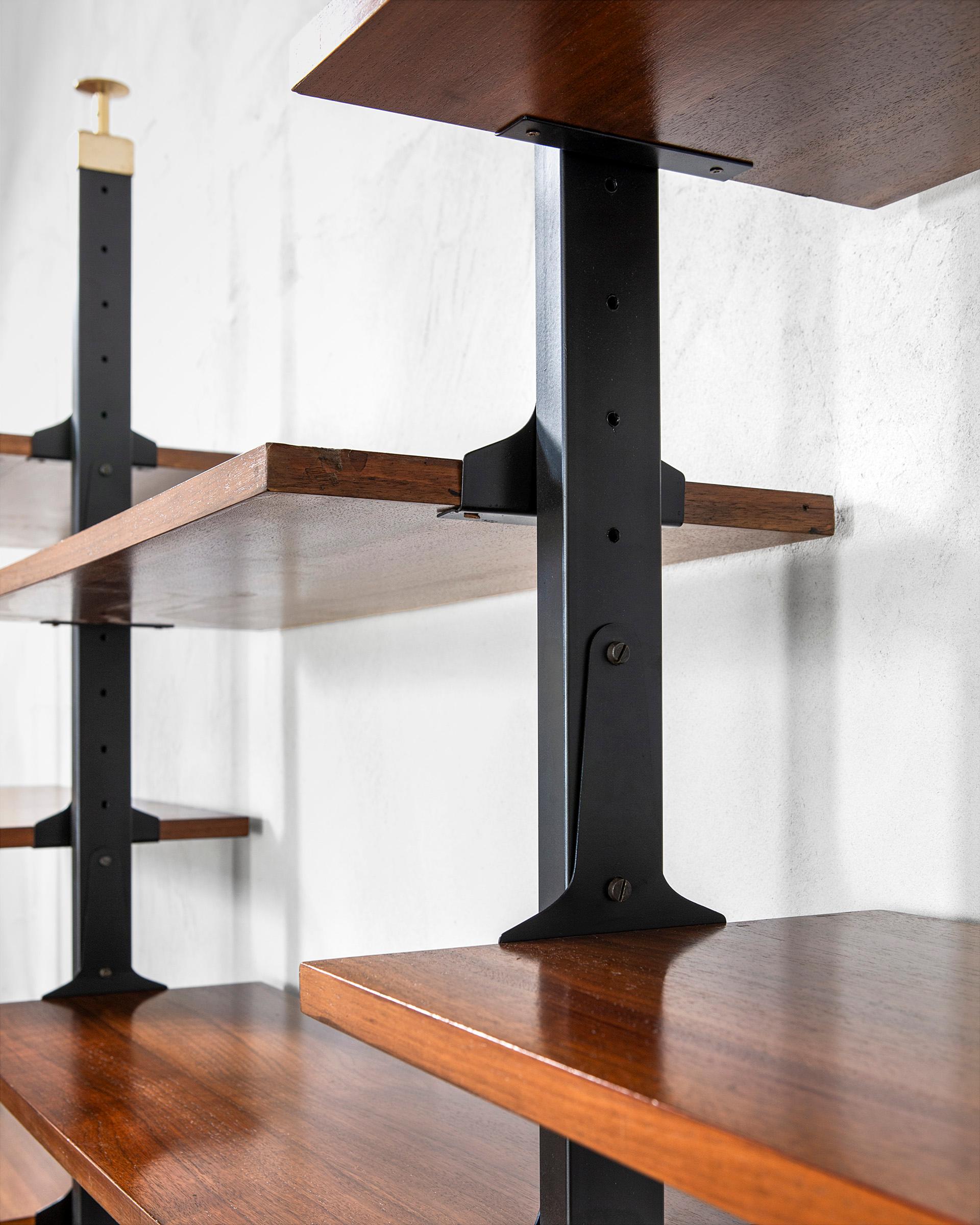 Mid-20th Century 20th Century, Italian Production Wall Bookcase with adjustable shelves, 60s For Sale