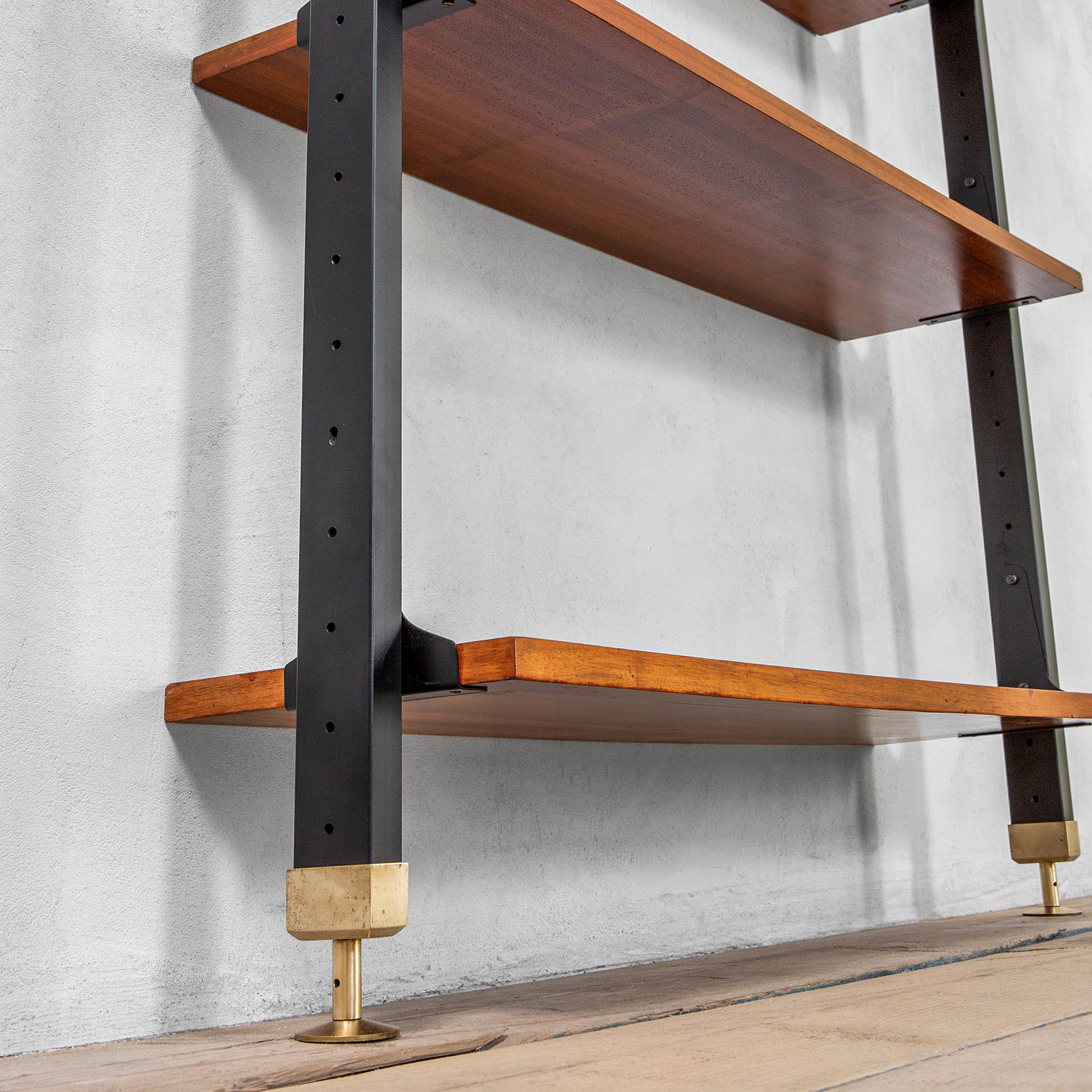 Metal 20th Century, Italian Production Wall Wooden Bookcase 60s For Sale