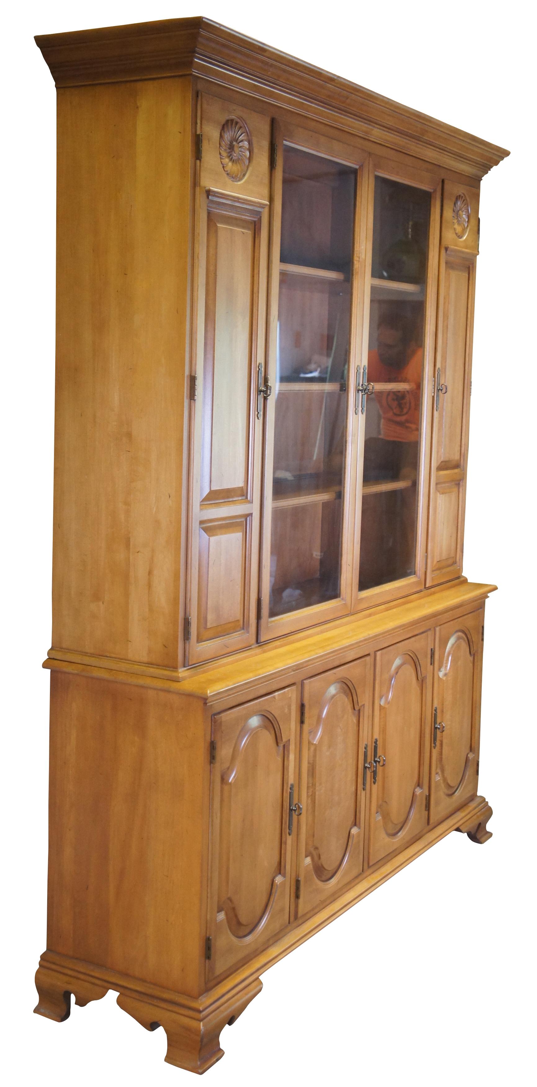 French Provincial 20th Century Italian Provincial Walnut China Display Cabinet Cupboard French