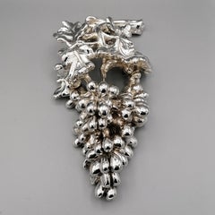 20th Century Italian Pure 990 Silver Grape Bunch