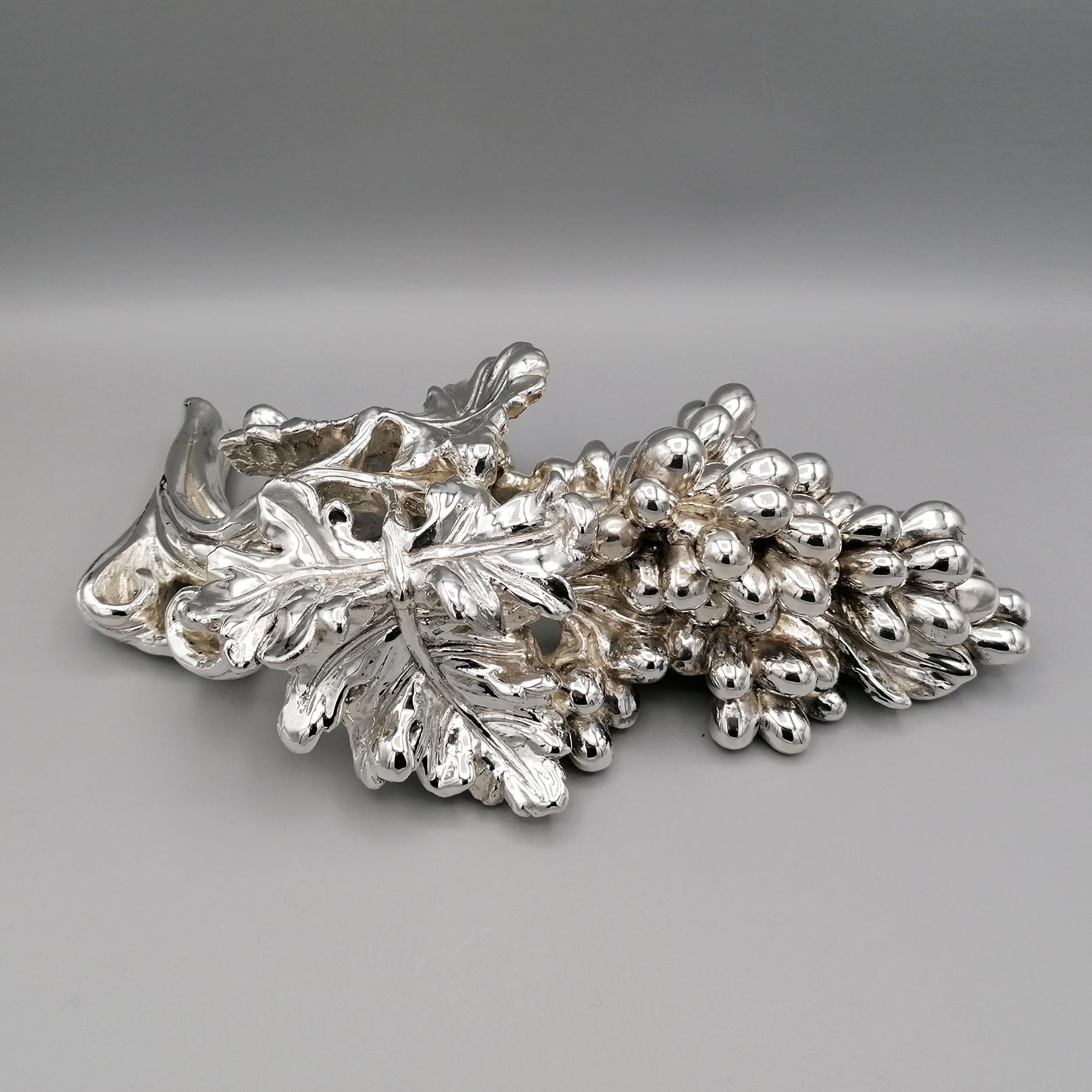 Hand-Crafted 20th Century Italian Pure 990 Silver Grape Bunch For Sale