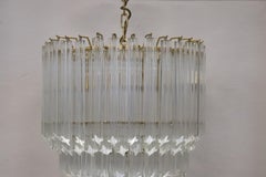 20th Century Italian Quadriedri Prism Chandelier in Bronze and Crystal By Venini