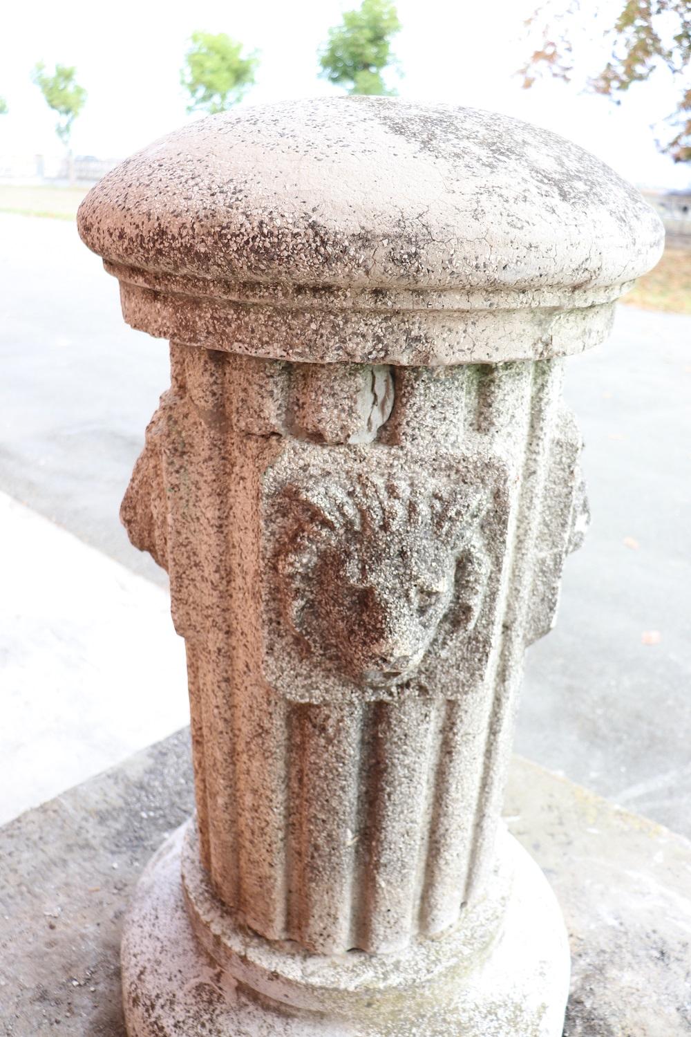 20th Century Italian Rare Neoclassical Stone Garden Fountain with Lions 5