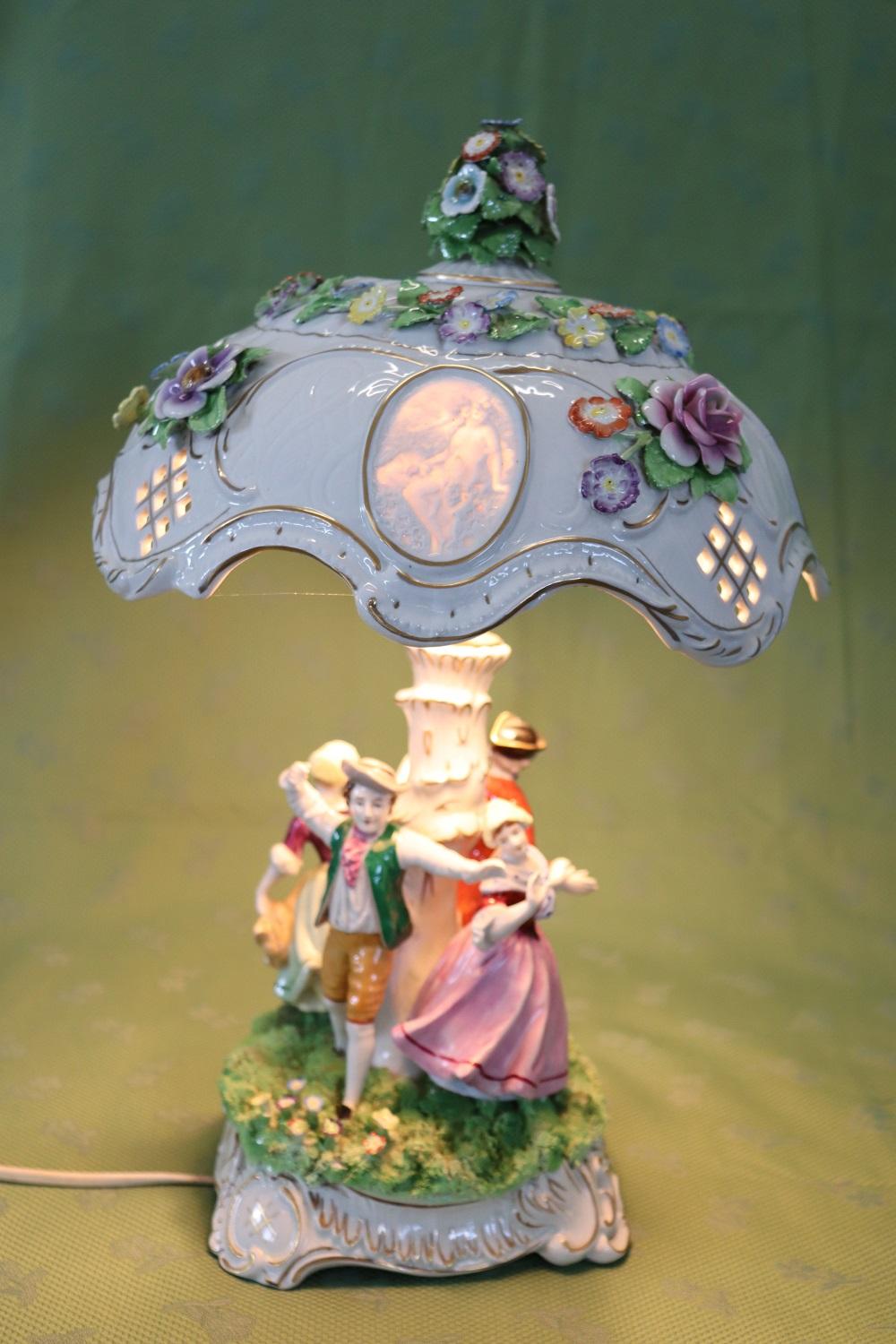 20th Century Italian Rare Porcelain Table Lamp by Capodimonte 3