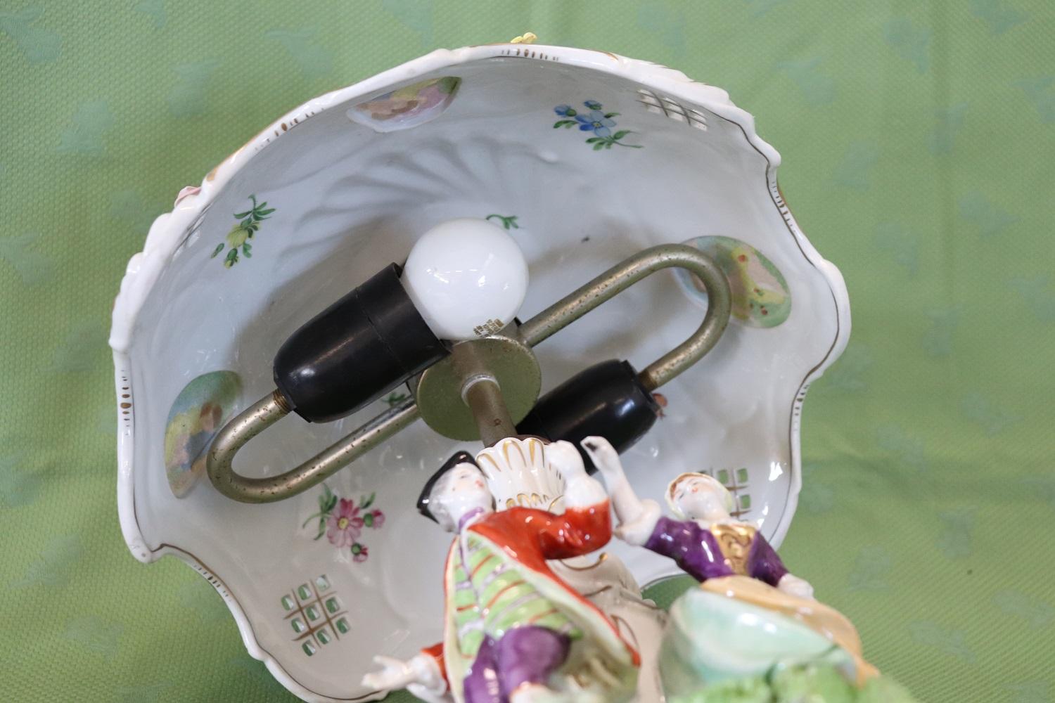 20th Century Italian Rare Porcelain Table Lamp by Capodimonte 10