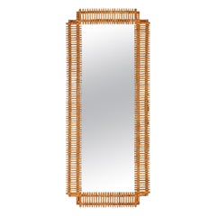 20th Century Italian Rattan Mirror, c.1970