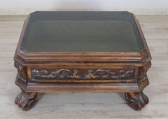 20th Century Italian Renaissance Style Coffee Table Tray Table with Vitrine