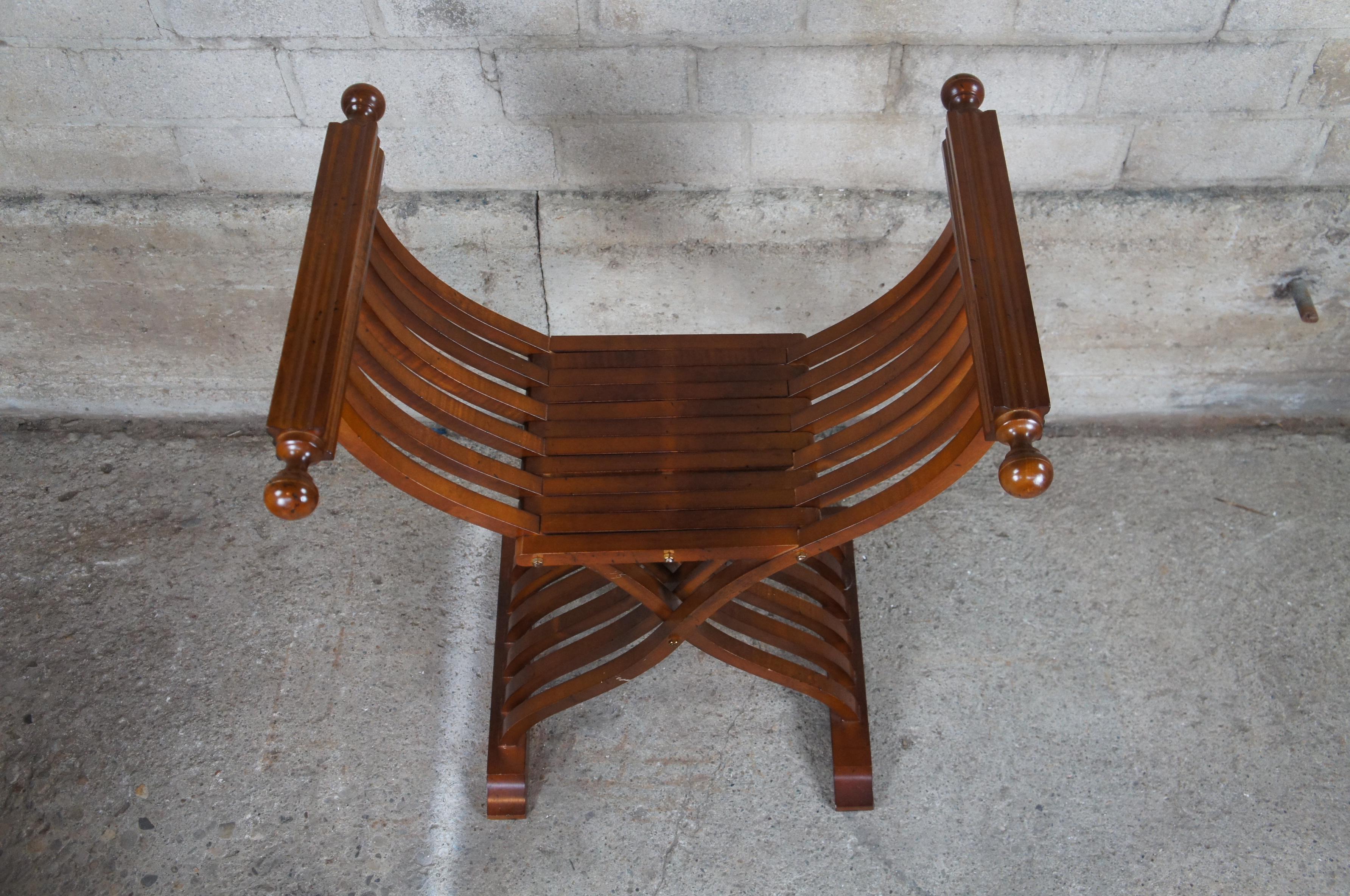 20th Century Italian Renaisscance Mahogany Savonarola Chair X Folding Seat In Good Condition In Dayton, OH