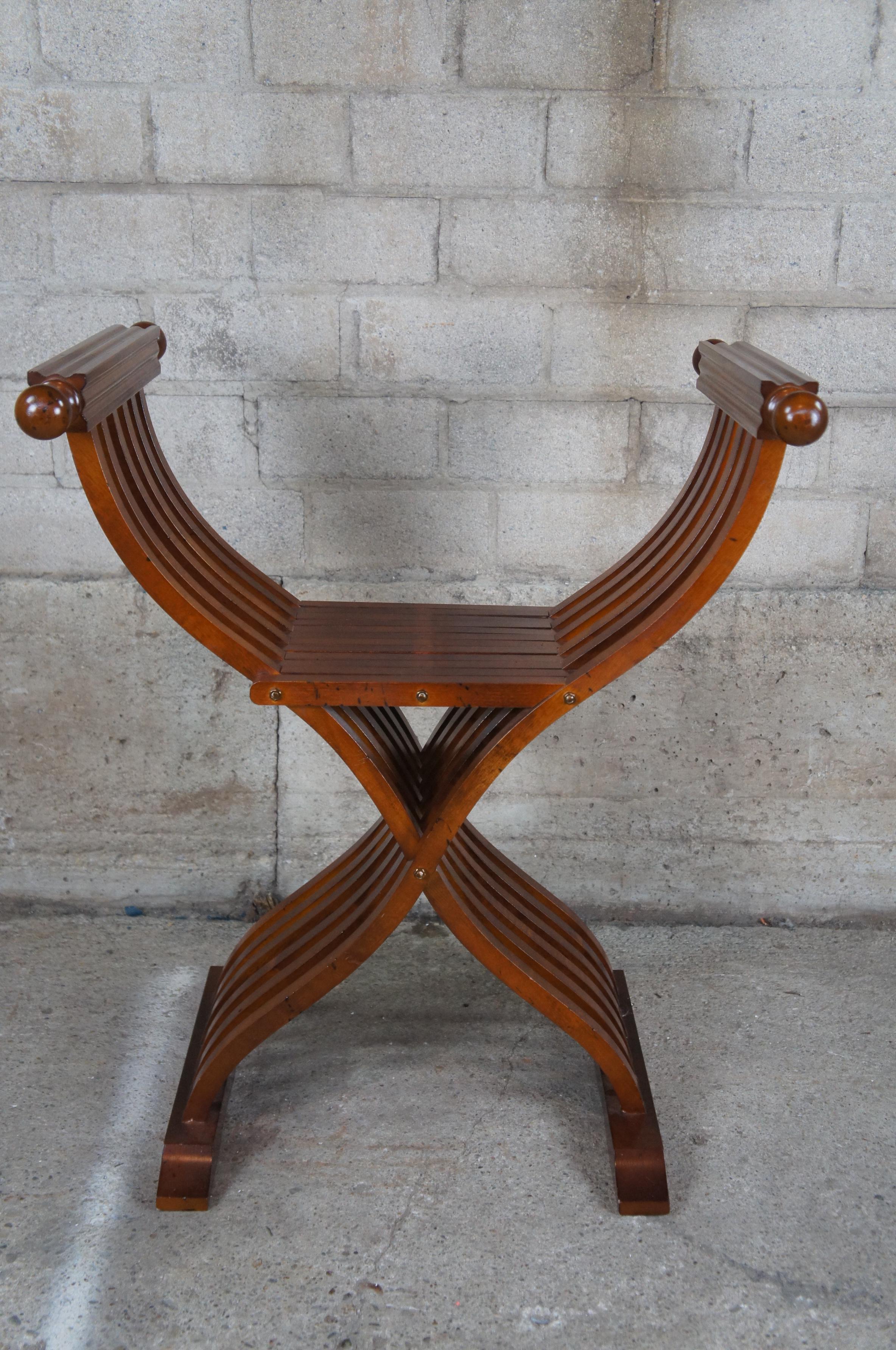Late 20th Century 20th Century Italian Renaisscance Mahogany Savonarola Chair X Folding Seat