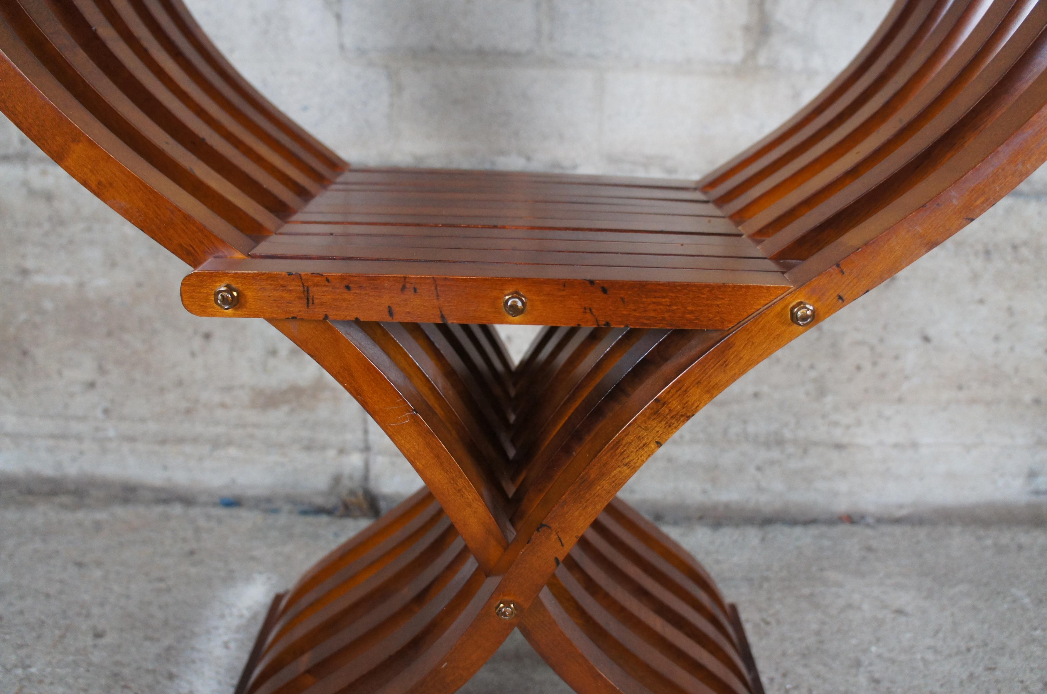 20th Century Italian Renaisscance Mahogany Savonarola Chair X Folding Seat 1
